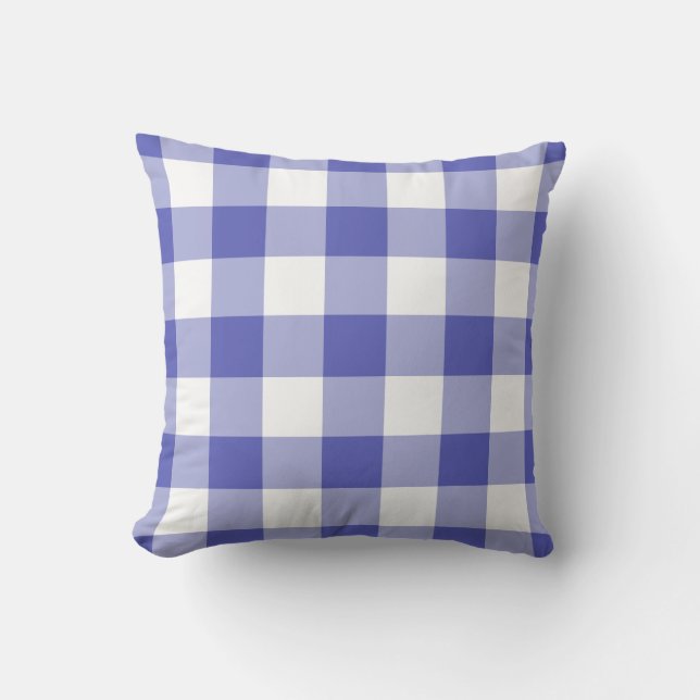 Blau-Weiß-Gingham-Muster geprüft Kissen (Vorderseite)