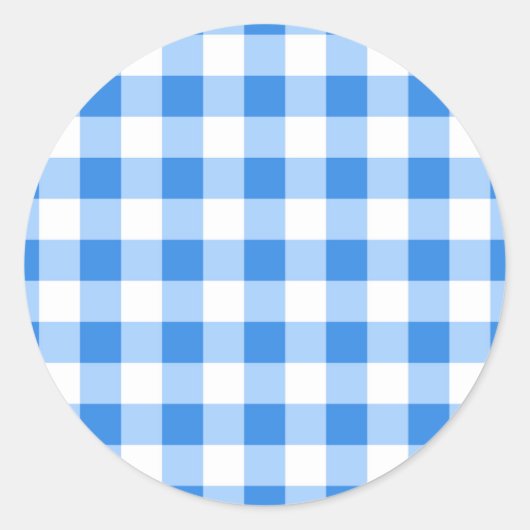 Blau-Weiß-Gingham-Party Runder Aufkleber (Vorderseite)