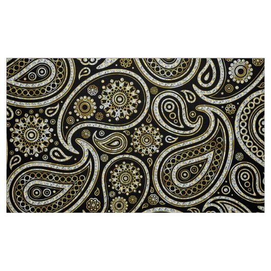 Blau-Weiß-Glitzer Vintag Paisley-Muster Stoff (Fat Quarter (45,7 x 55,9 cm))