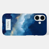 Blau, Weiß & Gold Abstrakt  Case-Mate iPhone Hülle (Rückseite (Horizontal))