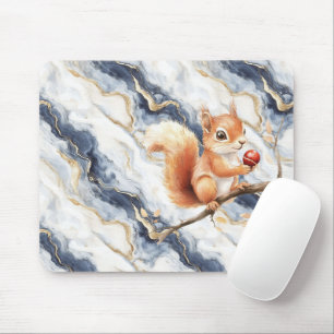 Blau Weiß Gold Abstraktes Eichhörnchen Apfel Mousepad