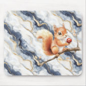 Blau Weiß Gold Abstraktes Eichhörnchen Apfel Mousepad (Vorne)