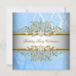 Blau Weiß Gold Elegante Party Einladung