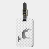 Blau-Weiß-Greyhound mit benutzerdefiniertem Text Gepäckanhänger (Vorderseite vertikal)