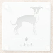 Blau-Weiß-Greyhound mit benutzerdefiniertem Text Glasuntersetzer (Rückseite)