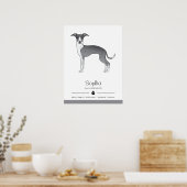 Blau-Weiß-Greyhound mit benutzerdefiniertem Text Poster (Küche)