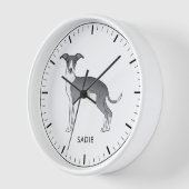 Blau-Weiß-Greyhound mit benutzerdefiniertem Text Uhr (Winkel)
