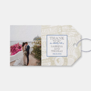 Blau-Weiß-Griechenland-Hochzeitsfeier Foto Geschenkanhänger