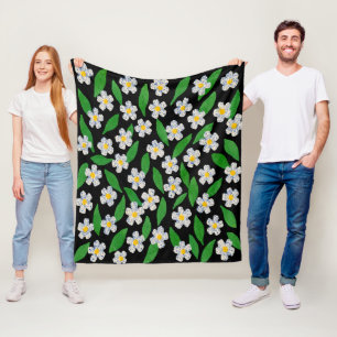 Blau Weiß Grün Floral  Fleecedecke