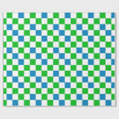 Blau Weiß Grün Kariertes Design Geschenkpapier (Flach)
