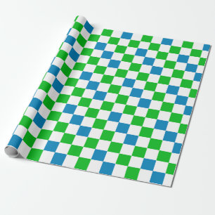 Blau Weiß Grün Kariertes Design Geschenkpapier