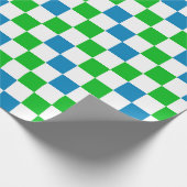 Blau Weiß Grün Kariertes Design Geschenkpapier (Ecke)