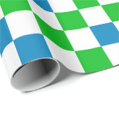 Blau Weiß Grün Kariertes Design Geschenkpapier (Rolleneckpunkt)