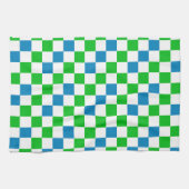 Blau Weiß Grün Kariertes Design Geschirrtuch (Horizontal)