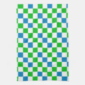 Blau Weiß Grün Kariertes Design Geschirrtuch (Vertikal)
