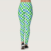 Blau Weiß Grün Kariertes Design  Leggings (Rückseite)