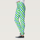 Blau Weiß Grün Kariertes Design  Leggings (Links)