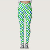 Blau Weiß Grün Kariertes Design  Leggings (Vorderseite)