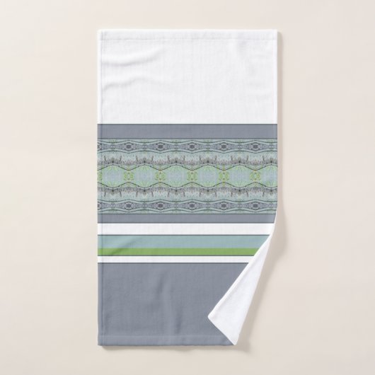 Blau Weiß Grün und Grau Badhandtuch Set (Handtuch)
