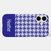 Blau-Weiß-Hahnentrittmuster-Muster Case-Mate iPhone Hülle (Rückseite (Horizontal))