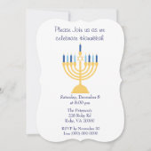 Blau-Weiß-Hanukkah-Party Einladung (Vorderseite)