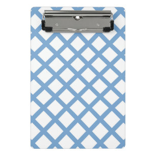 Blau Weiß Harlekin Diamant Streifen Muster Mini Klemmbrett