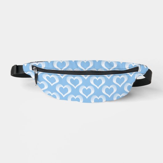 Blau-Weiß-Herzen-Muster Bauchtasche (Vorderseite)
