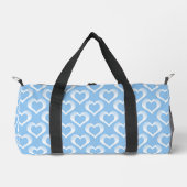Blau-Weiß-Herzen-Muster Duffle Bag (Vorderseite)