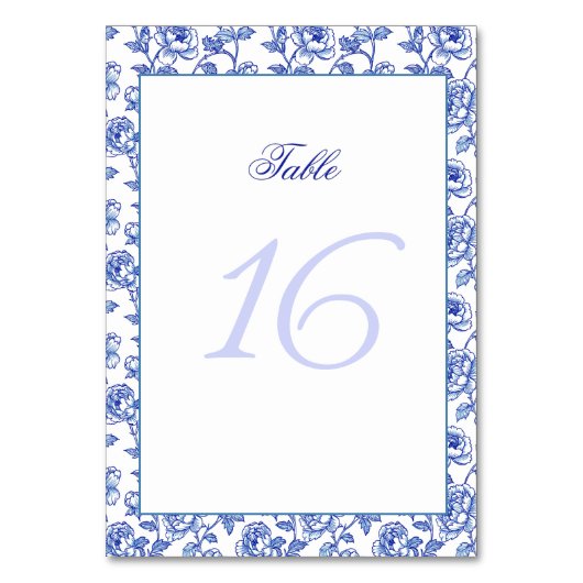 Blau-Weiß-Hochzeit-Tischnummer Tischnummer (Vorderseite)