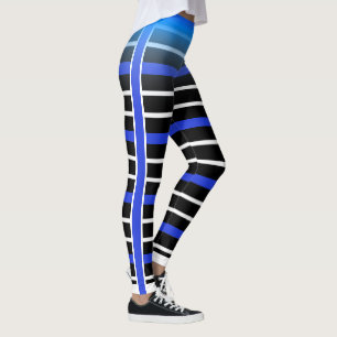 Blau/Weiß Horizontal Streifen Wählen Sie Ihre Fa Leggings
