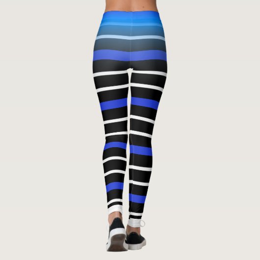 Blau/Weiß Horizontal Streifen Wählen Sie Ihre Farb Leggings (Rückseite)