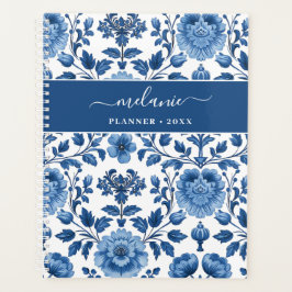 Blau-Weiß-Hütte Damask Floral Planer