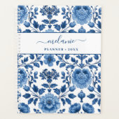 Blau-Weiß-Hütte Damask Floral Planer (Vorderseite)