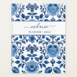 Blau-Weiß-Hütte Damask Floral Planer