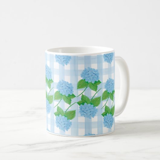 Blau-Weiß-Hydrangea-Tasse Kaffeetasse (VorderseiteRechts)