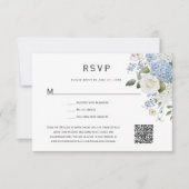 Blau-Weiß-Hydrangea, Weiße Rosen, Blüten RSVP Karte (Vorderseite)