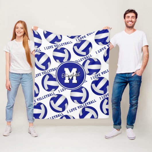 blau-weiß-I-Liebe-Volleyball-Dekoration Fleecedecke (Beispiel)