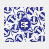 blau-weiß-I-Liebe-Volleyball-Dekoration Fleecedecke (Vorderseite (Horizontal))