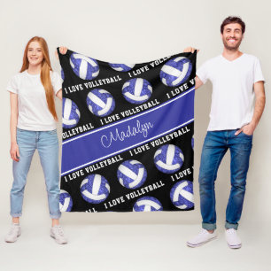 Blau Weiß I Liebe Volleyball mädchenhaft personali Fleecedecke