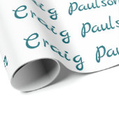 Blau Weiß Ihr Name Einzigartig Minimalistisch Geschenkpapier (Rolleneckpunkt)