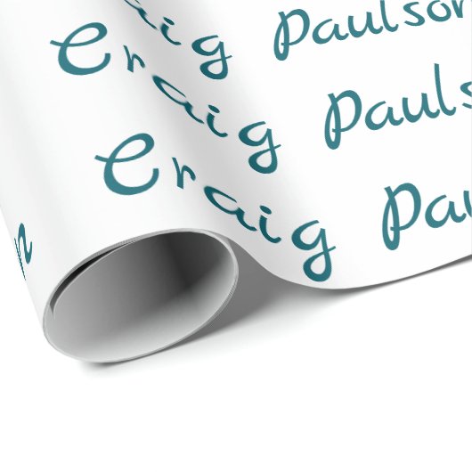 Blau Weiß Ihr Name Einzigartig Minimalistisch Geschenkpapier (Rolleneckpunkt)