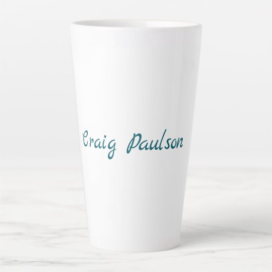 Blau Weiß Ihr Name Einzigartig Minimalistisch Milchtasse (Vorderseite)