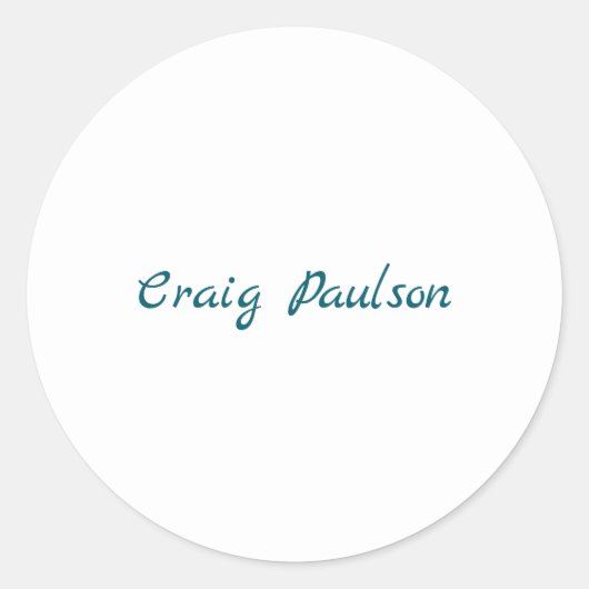 Blau Weiß Ihr Name Einzigartig Minimalistisch Runder Aufkleber (Vorderseite)