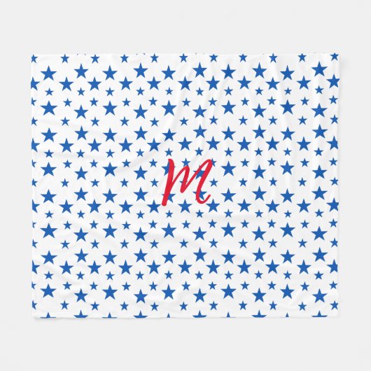 Blau-Weiß-individualisierbares Sternmuster Fleecedecke (Vorderseite (Horizontal))