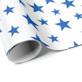 Blau-Weiß-individualisierbares Sternmuster Geschenkpapier (Rolleneckpunkt)