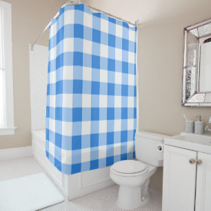 Blau-Weiß kariert Gingham-Karo-Muster Duschvorhang