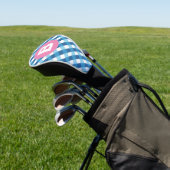 Blau-weiß kariert mit rosa Monogramm Golf Headcover (In SItu)