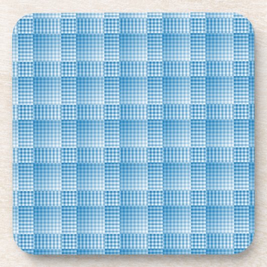 Blau-weiß kariertes abstraktes Muster Getränkeuntersetzer (Vorderseite)