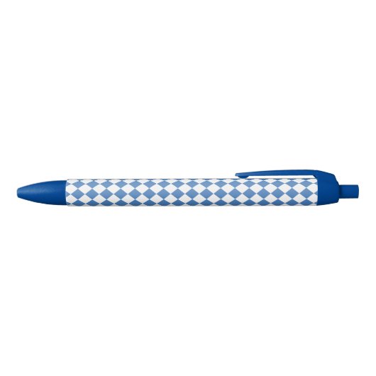 Blau-weiß kariertes Diamantmuster Kugelschreiber (Oberseite)