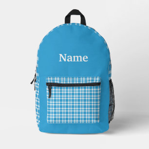 Blau weiß kariertes personalisiertes Muster Bedruckter Rucksack